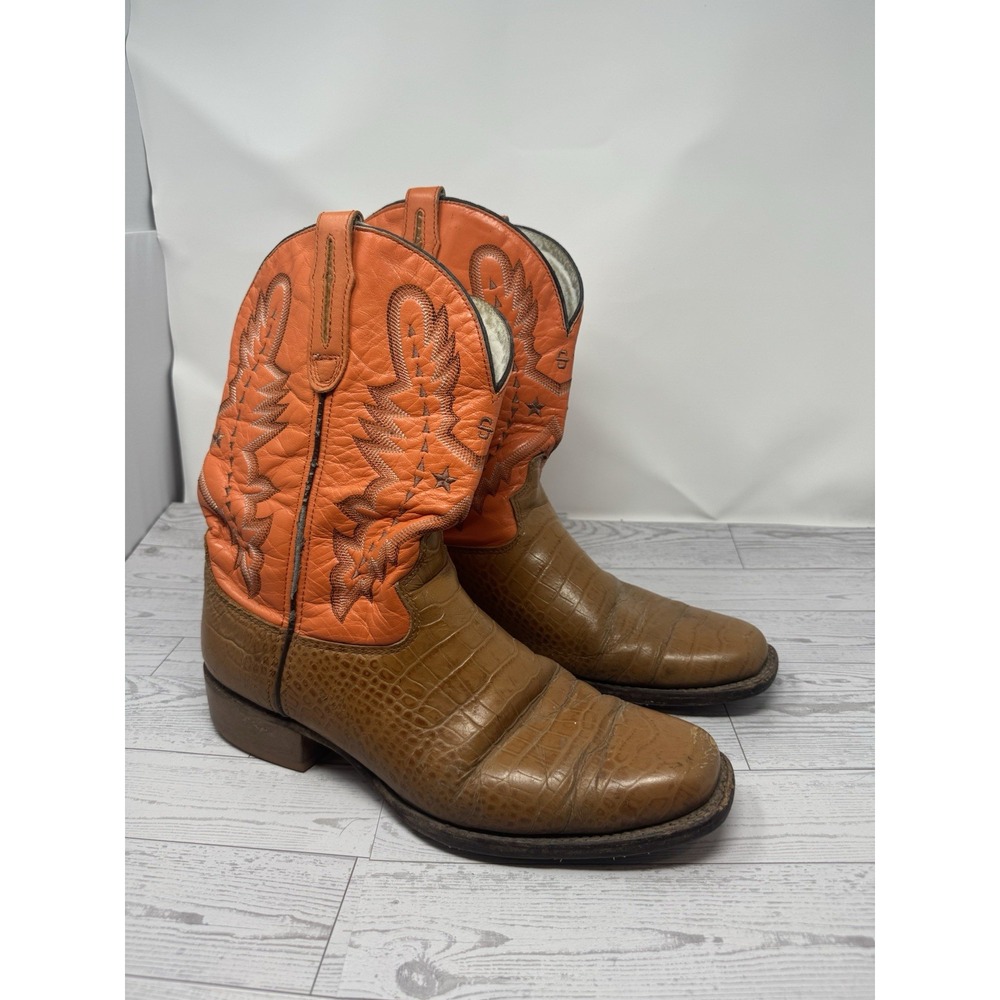Stetson Orange Crocodile Skin Western Cowboy Boots Mens SZ 12 12-020-1865-1101T‎